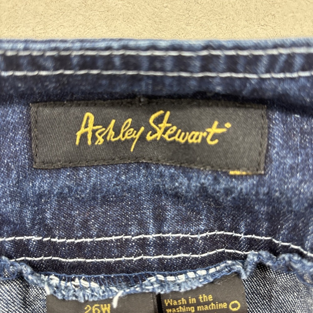 Ashley Stewart Denim Jean Skirt 26W Plus Size Patchwork Raw Hem Zip Detail Y2K - Picture 13 of 14